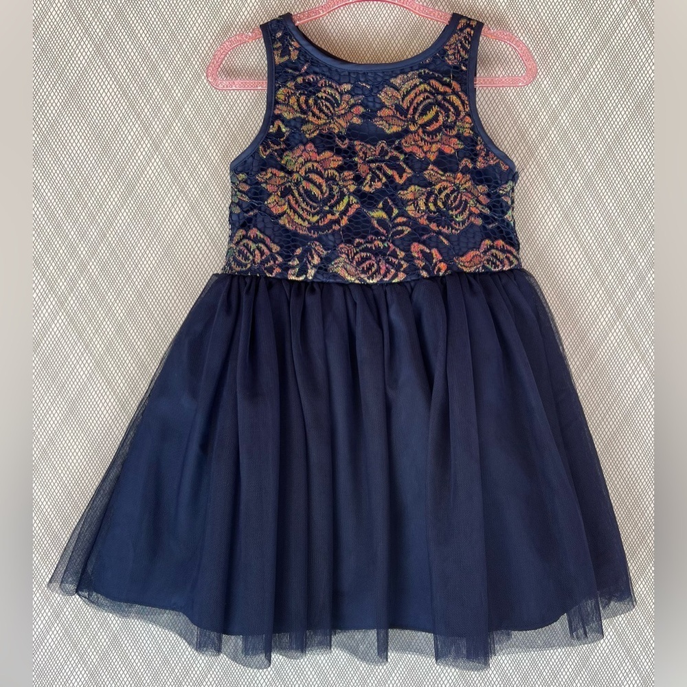 mia and mimi- Floral sleeveless navy Lace Dress NWT (Size 2t) - Picture 2 of 8